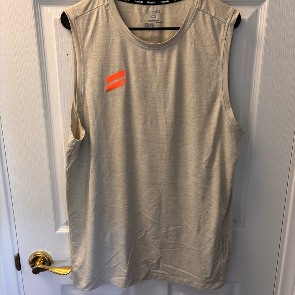 Hurley Cream Sleeveless Muscle Tee Relaxed Fit